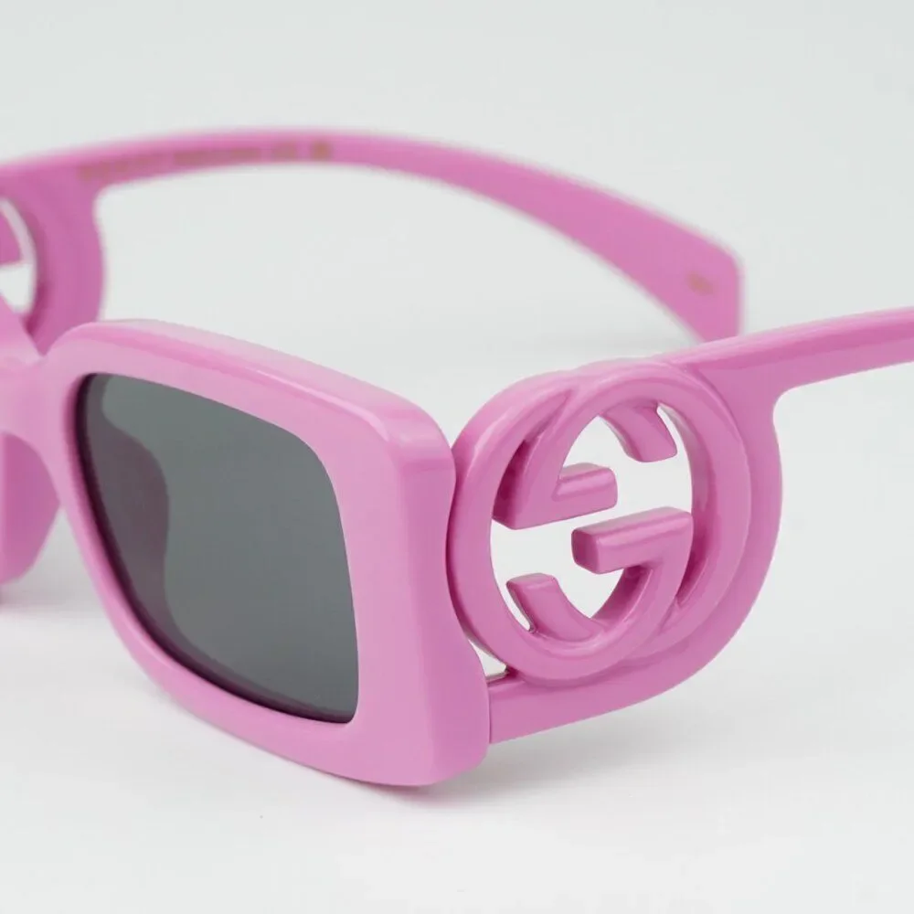NEW Gucci GG1325S 006 Pink Grey Rectangle Unisex Sunglasses GG 1325S